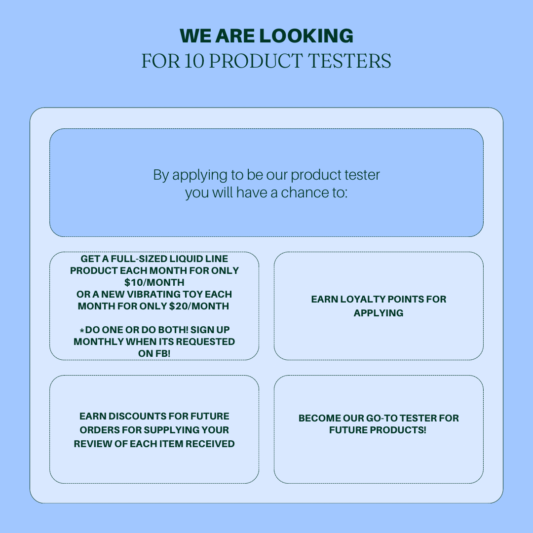 PRODUCT TESTERS NEEDED!