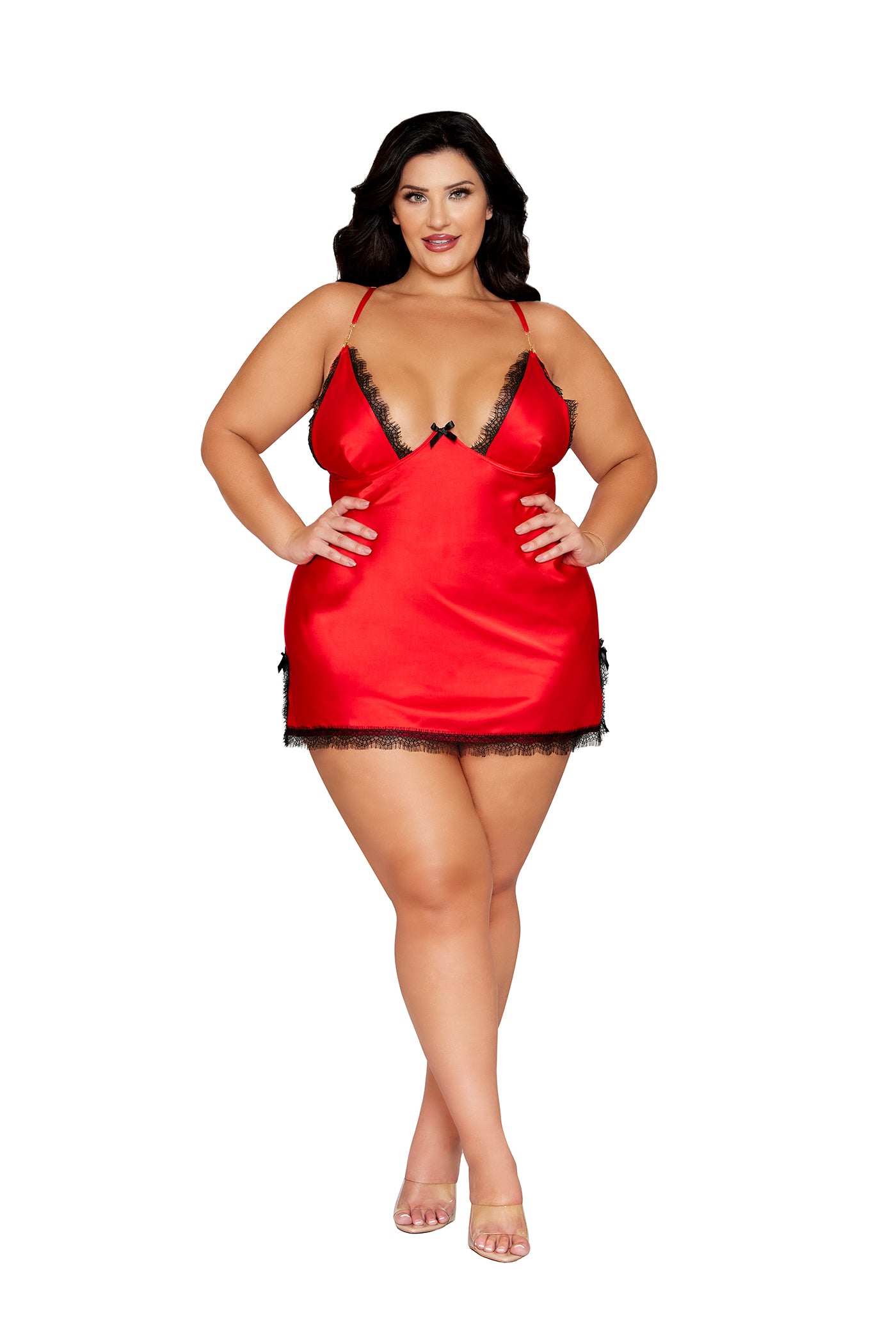 Red Satin Chemise - 13646