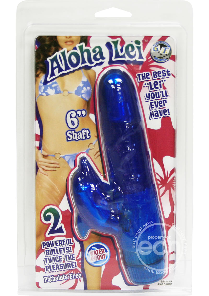 Aloha Lei Waterproof Vibrator 6in - Blue