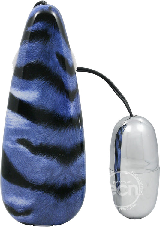 Primal Instinct Bullet with Wired Remote Control - Tiger Print - Blue