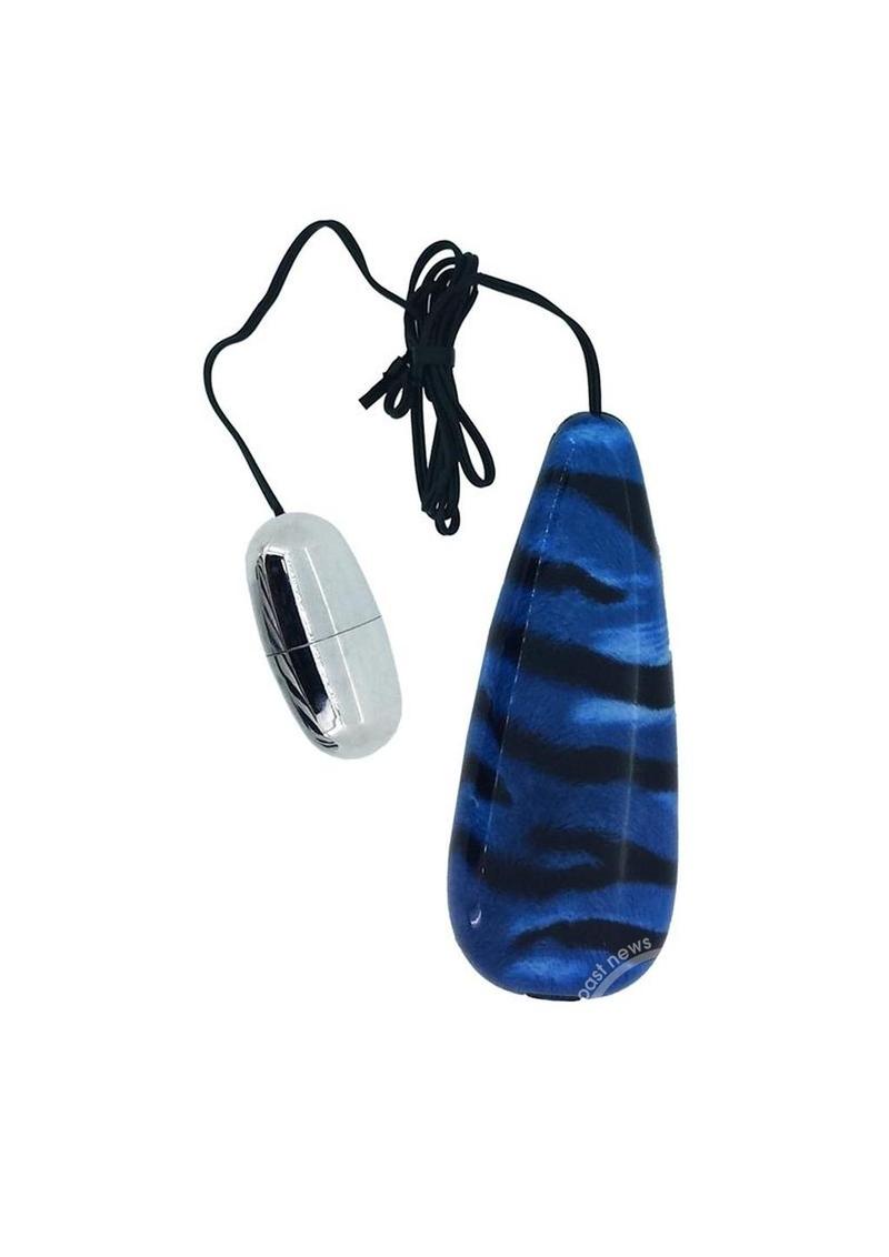 Primal Instinct Bullet with Wired Remote Control - Tiger Print - Blue