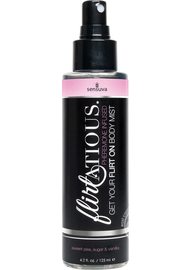 Flirtatious Pheremone Infused Body Mist Vanilla, Sugar & Sweet Pea 4.2oz Spray