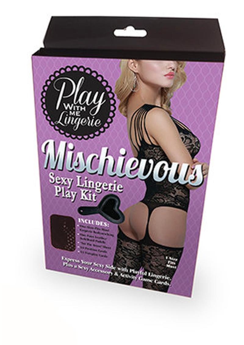 Play with Me Mischievous Sexy Lingerie Play Kit - Blac