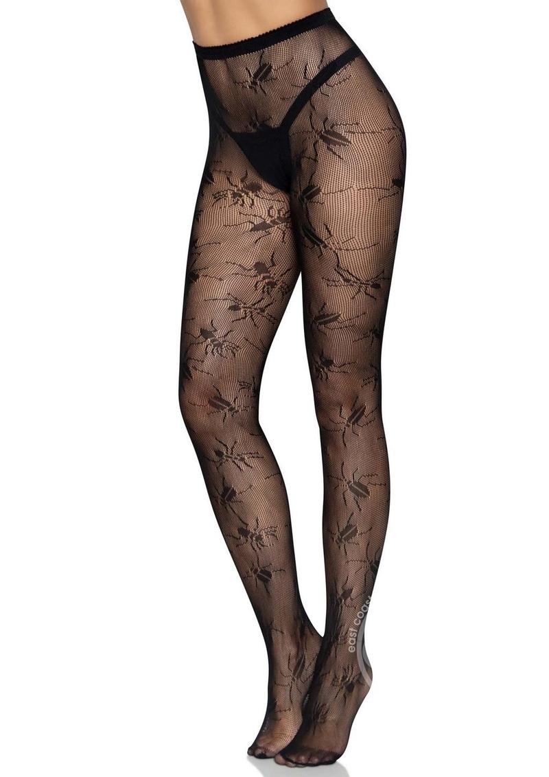 Leg Avenue Beetle Net Tights - O/S - Black