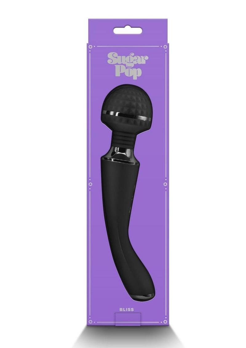 Sugar Pop Bliss Rechargeable Silicone Wand Massager - Black