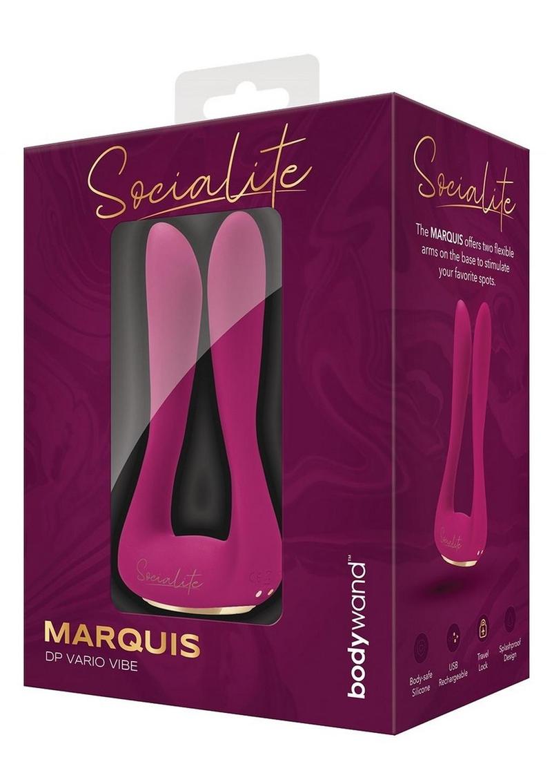 Bodywand Socialite Marquis Rechargeable Silicone DP Vibrator - Pink