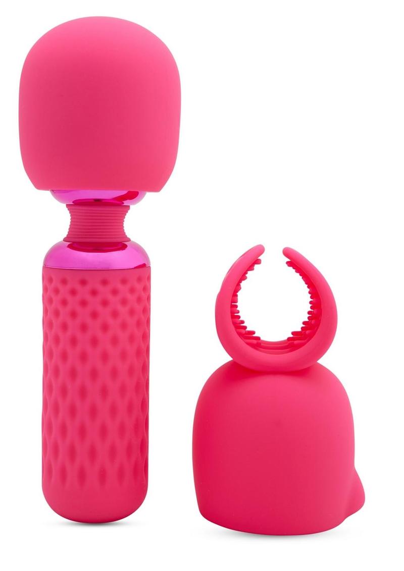 THE WAND ! Rechargeable Silicone Mini Heating Wand with Attachment - Purple