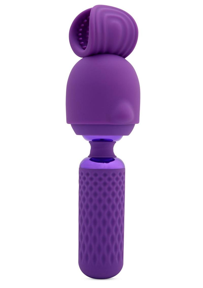 THE WAND ! Rechargeable Silicone Mini Heating Wand with Attachment - Purple