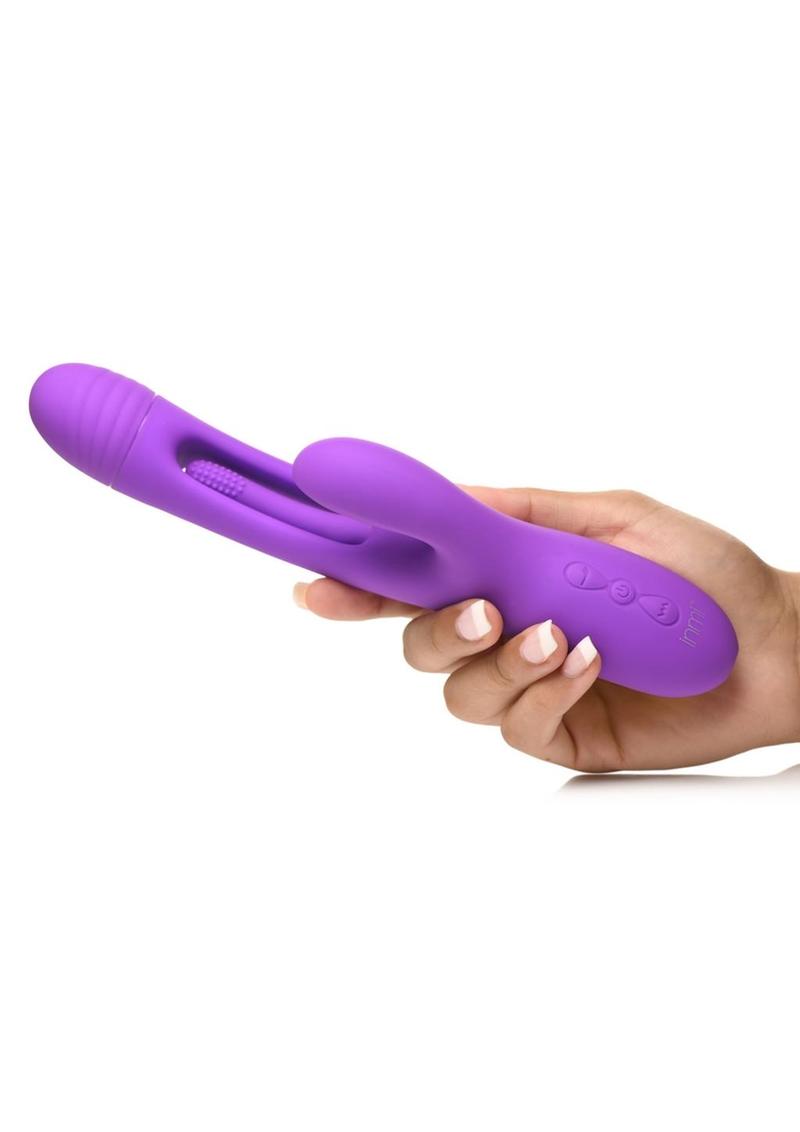 Tri-Flick Flicking Rechargeable Silicone Rabbit Vibrator