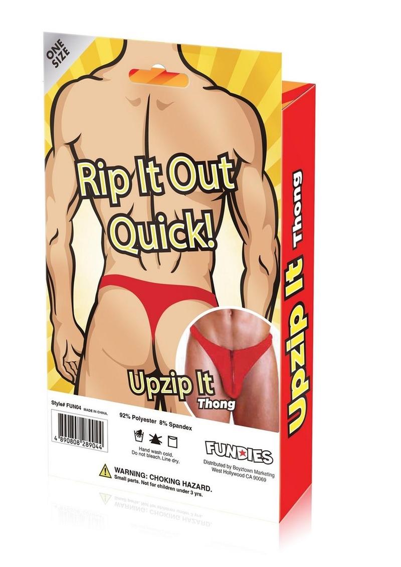 Fundies Unzip It Thong with Rose Petals - OS - Red