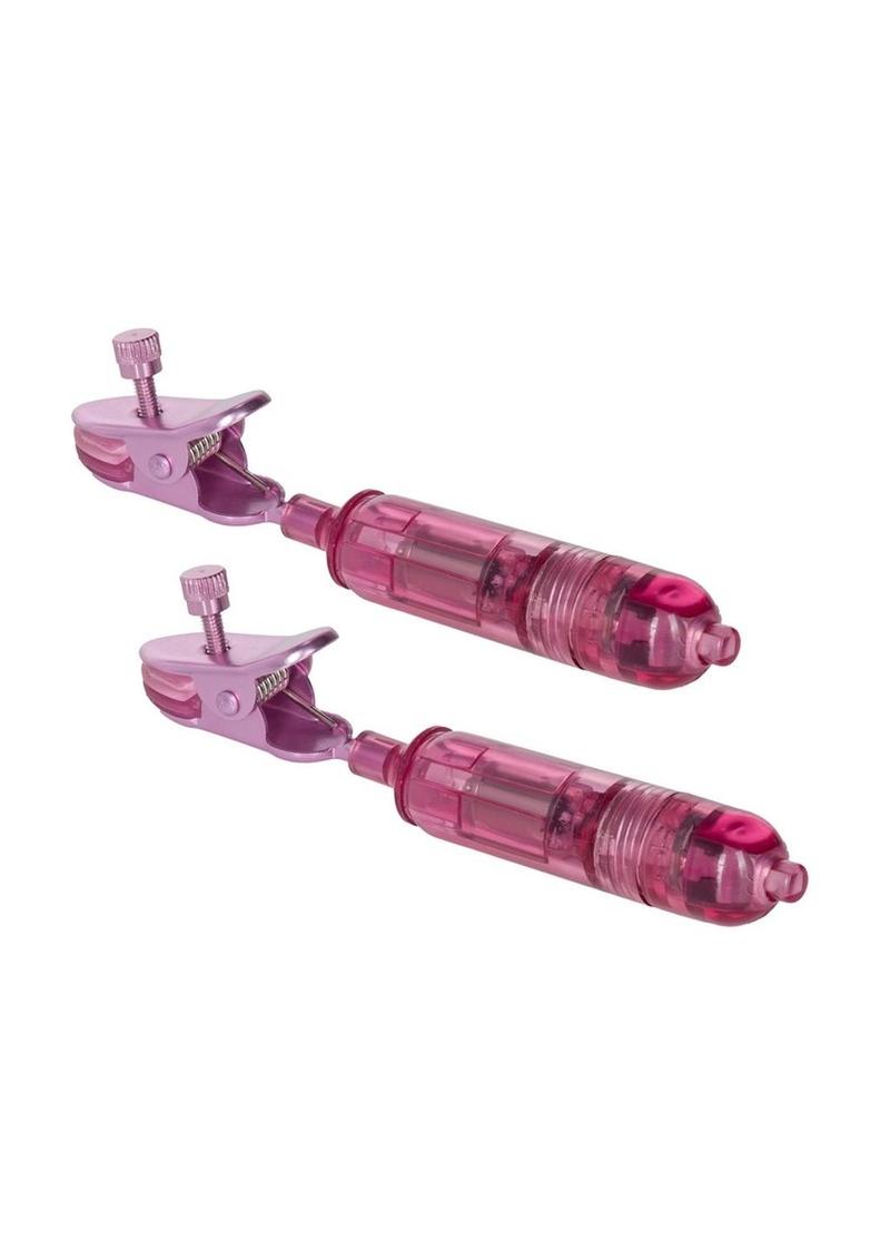 Nipple Play One Touch Vibrating Nipple Clamps - Pink