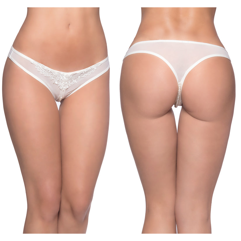 Paradise Crotchless Pearl Thong-White O/S