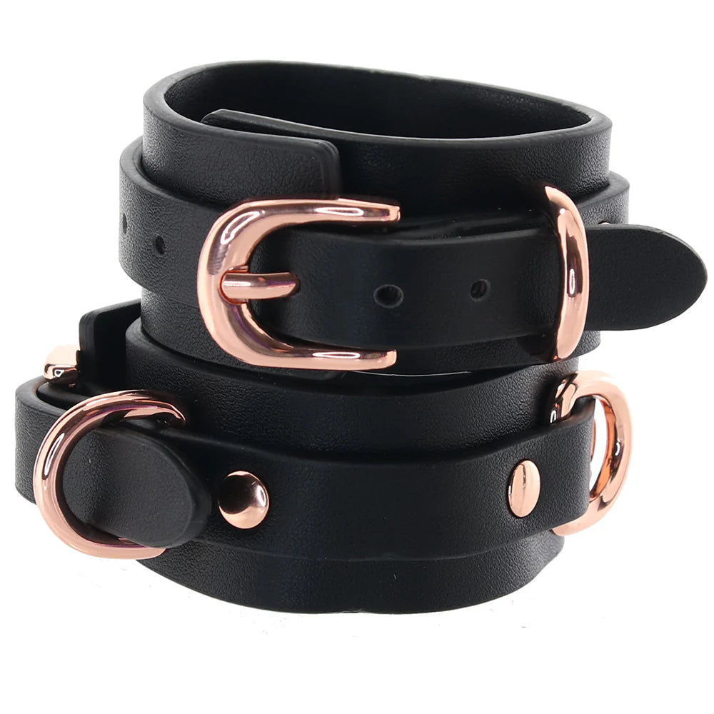 Bondage Couture Ankle Cuffs in Rose Gold